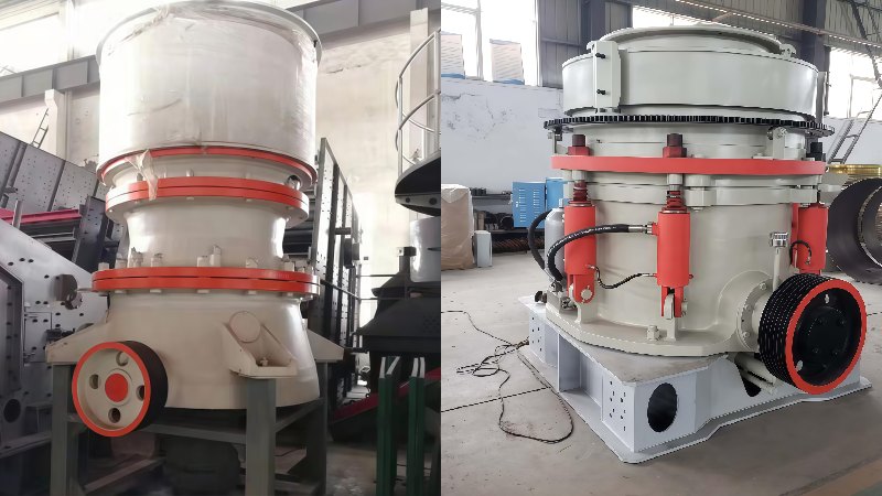 single(left) vs multi(right) cylinder cone crusher